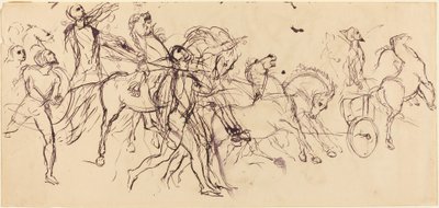 Arabacılar recto ve verso. by Eugène Delacroix