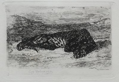 Çölde Çömelmiş Kaplan by Eugène Delacroix