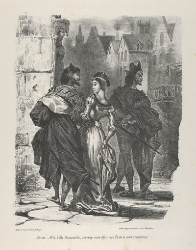Faust Marguerite Baştan Çıkarmaya Çalışıyor Goethe, Faust, 1825-27., 1825-27. by Eugène Delacroix