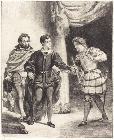 Hamlet ve Guildenstern Yasası III, Sahne II, 18341843. by Eugène Delacroix
