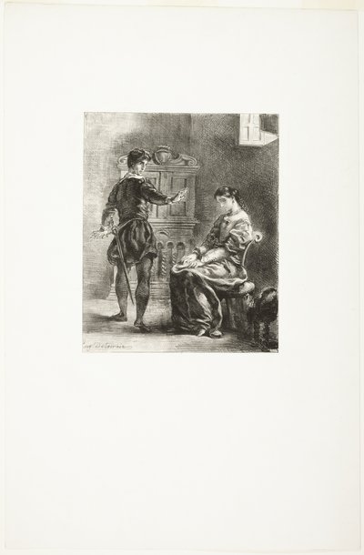 Hamlet ve Ophelia by Eugène Delacroix