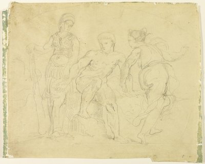 Erdem ve Mengene Arasında Herkül by Eugène Delacroix