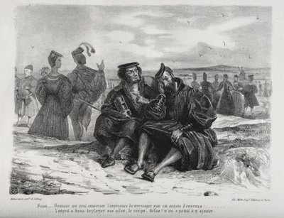 Faust için çizimler: Faust ve Wagner by Eugène Delacroix