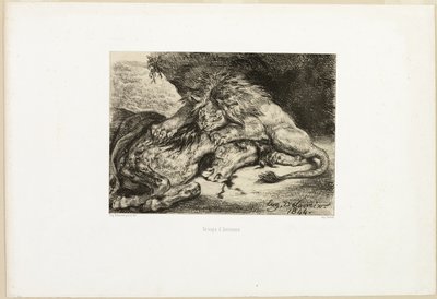 Atı Yiyen Aslan by Eugène Delacroix