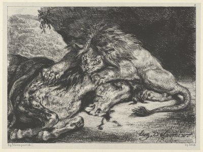 Atı Yiyen Aslan, 1844., 1844. by Eugène Delacroix