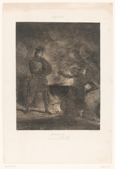 Macbeth üç cadıya danışır Macbeth (nesne üzerindeki başlık) by Eugène Delacroix