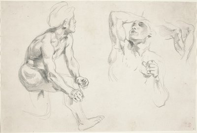 "Frise de la Guerre"deki Figürlere Çıplak Poz Veren Erkek by Eugène Delacroix