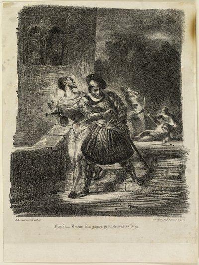 Mephistopheles ve Faust Düellodan Sonra Kaçıyor by Eugène Delacroix