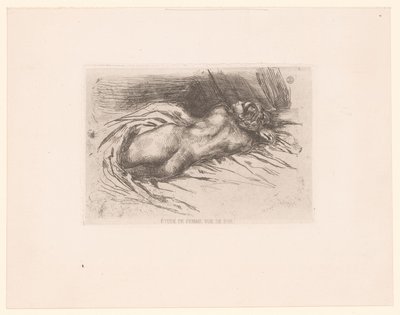 Çıplak kadın arkadan görüldü Etude de femme, vue de dos (nesne üzerindeki başlık) by Eugène Delacroix
