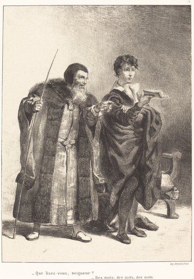 Polonius ve Hamlet (II. Perde, II. Sahne) by Eugène Delacroix
