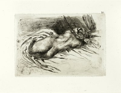 Yatan Çıplak, Arkadan Görünüm by Eugène Delacroix
