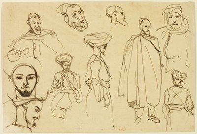 Cezayirli Erkeklerin Eskizleri by Eugène Delacroix