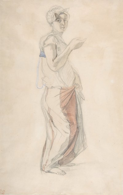 Fas Kostümlü Duran Kadın, yak. 1834. by Eugène Delacroix