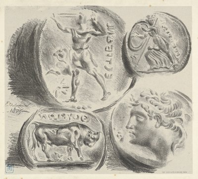 Dört Yunan Sikkesi Çalışmaları, 1825., 1825. by Eugène Delacroix