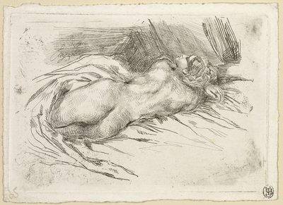 Arkadan Görülen Bir Kadının İncelenmesi by Eugène Delacroix