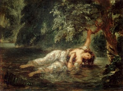 Ophelia'nın Ölümü, 1853. by Eugène Delacroix