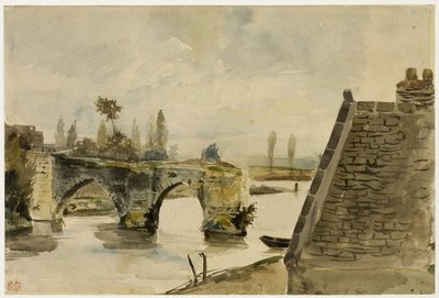 Nantes'teki Eski Köprü by Eugène Delacroix