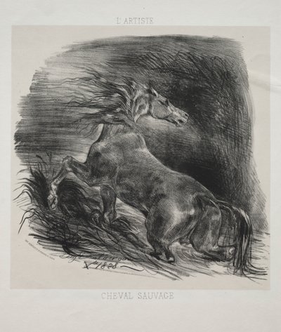 Yabani At veya Suyu Terk Eden Korkmuş At by Eugène Delacroix