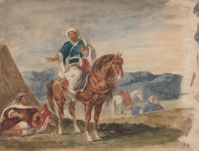 Bir Kampta Üç Arap Atlısı, 1832-37. by Eugène Delacroix