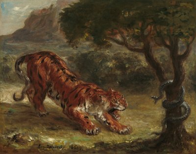 Kaplan ve Yılan by Eugène Delacroix