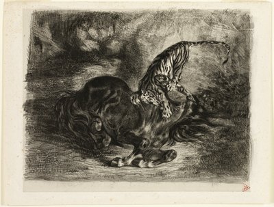 Bir Kaplanın Getirdiği Vahşi At by Eugène Delacroix