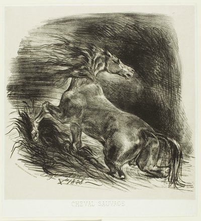 Suyu Terk Eden Yabani At veya Korkmuş At by Eugène Delacroix