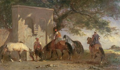 Atlarını Sulayan Araplar, 1865-75 dolayları by Eugène Fromentin