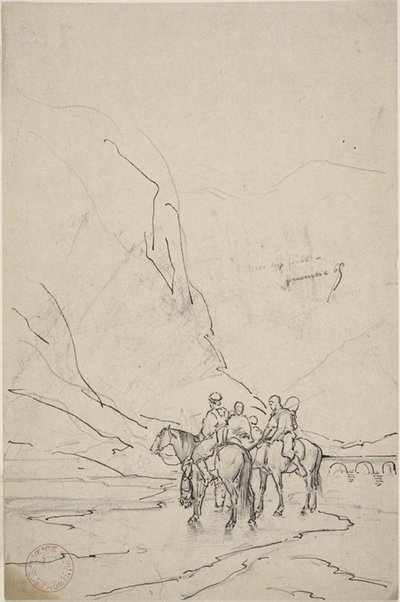 Nehrin Yanında Atlı Adamlar by Eugène Fromentin