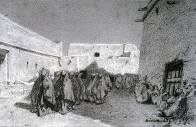 Sahel#39;deki bir köyde geçit töreni by Eugène Fromentin