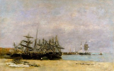 Portrieux - Karaya oturmuş gemiler by Eugene Louis Boudin