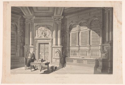Bir kütüphanenin içi Bibliothèque O. du Plan (nesne üzerindeki başlık) by Eugène Napoléon Varin