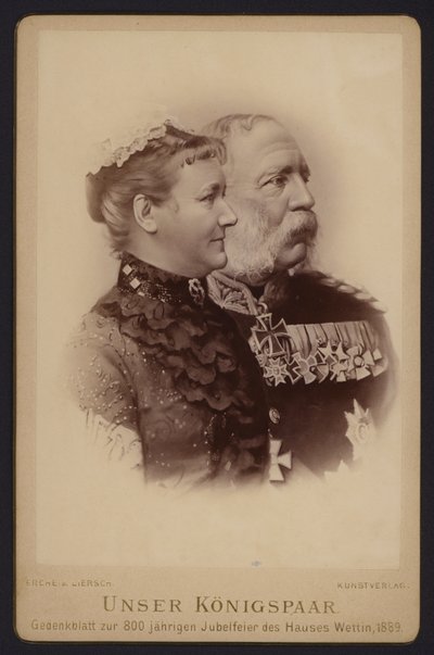 Portre, Saksonya Kralı Albert ve eski İsveç Prensesi Carola olan karısı (s/b fotoğraf) by European Photographer