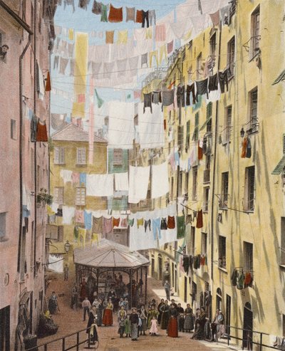 Cenova, İtalya'nın eski mahallesindeki sokak (renkli fotoğraf) by European Photographer
