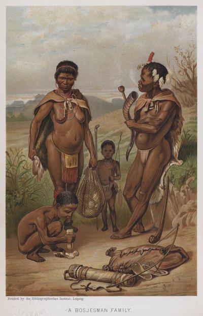 Bir Bosjesman Ailesi (chromolitho) by European School