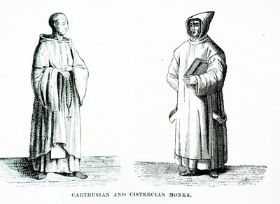 Bir Carthusian ve Cistercian Monk (gravür) by European School