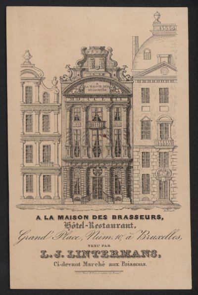 La Maison Des Brasseurs, Hotel Restaurant, Brüksel, L J Lintermans
