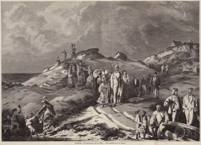 Kum tepeleri arasında bir gezinti yeri (gravür) by European School