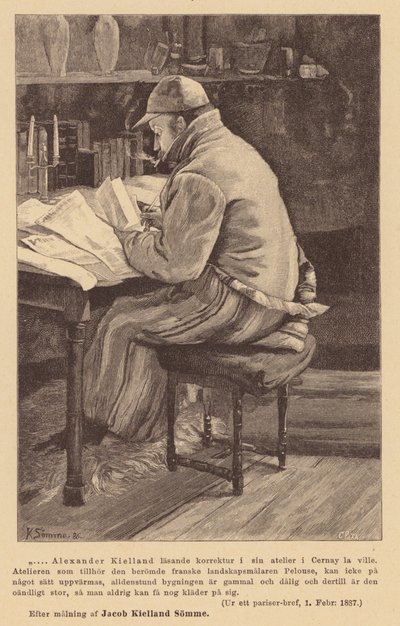 Alexander Kielland, Norveçli yazar (gravür) by European School