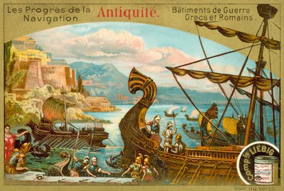 Antik Yunan ve Roma savaş kadırgaları (chromolitho) by European School