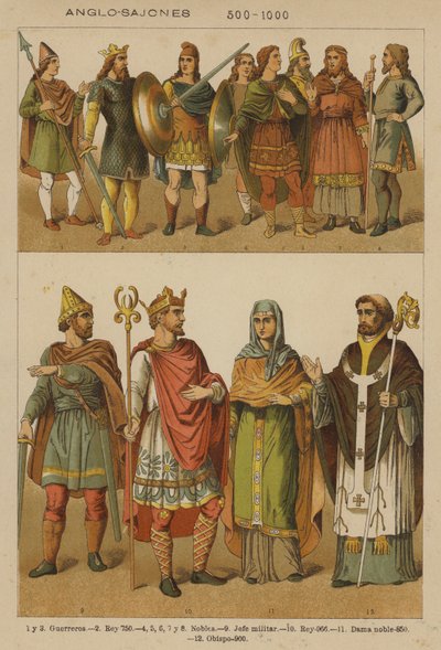 Anglo-Saksonlar, 500-1000 (renkli taş) by European School