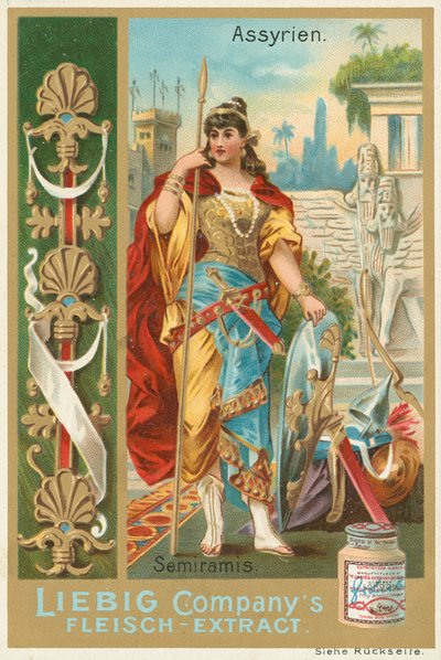 Asur, Semiramis, Liebig kartı, 20. yüzyıl başı (kromo) by European School