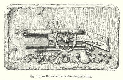 Genouillac kilisesinin kısma (gravür) by European School