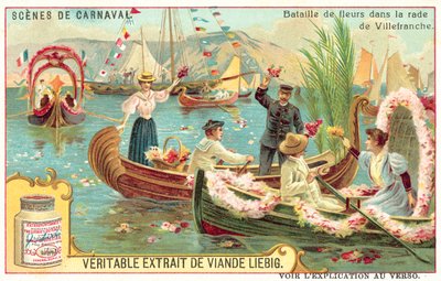 Villefranche, Fransa (chromolitho) limanında çiçek savaşı by European School