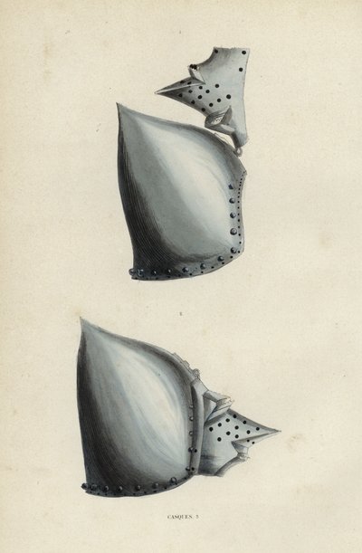 Casques (renkli gravür) by European School