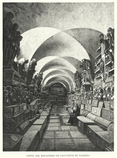 Capuchin Manastırı Yeraltı Mezarları, Palermo, Sicilya, İtalya (lito) by European School