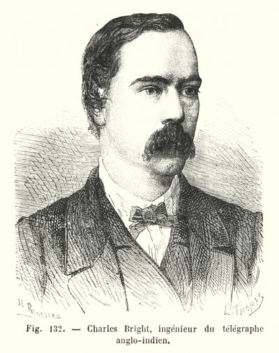 Charles Bright, mühendis du telgraf Anglo-Hindistan (gravür) by European School