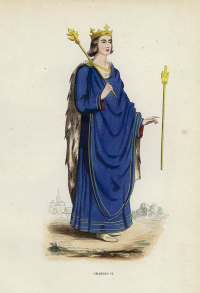 Charles VI (renkli gravür) by European School