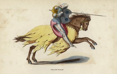 Chevalier Francais (renkli gravür) by European School