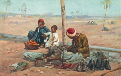 Ayakkabıcı ve çocuklar, Mısır (renkli lito) by European School