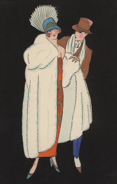 Şık giyimli çift (renkli lito) by European School